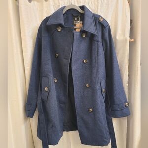 Wantdo Women's Double Breasted Pea Coat Winter Mid-Long Trench Coat with Belt